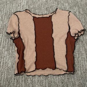 Brown Colorblock Top
